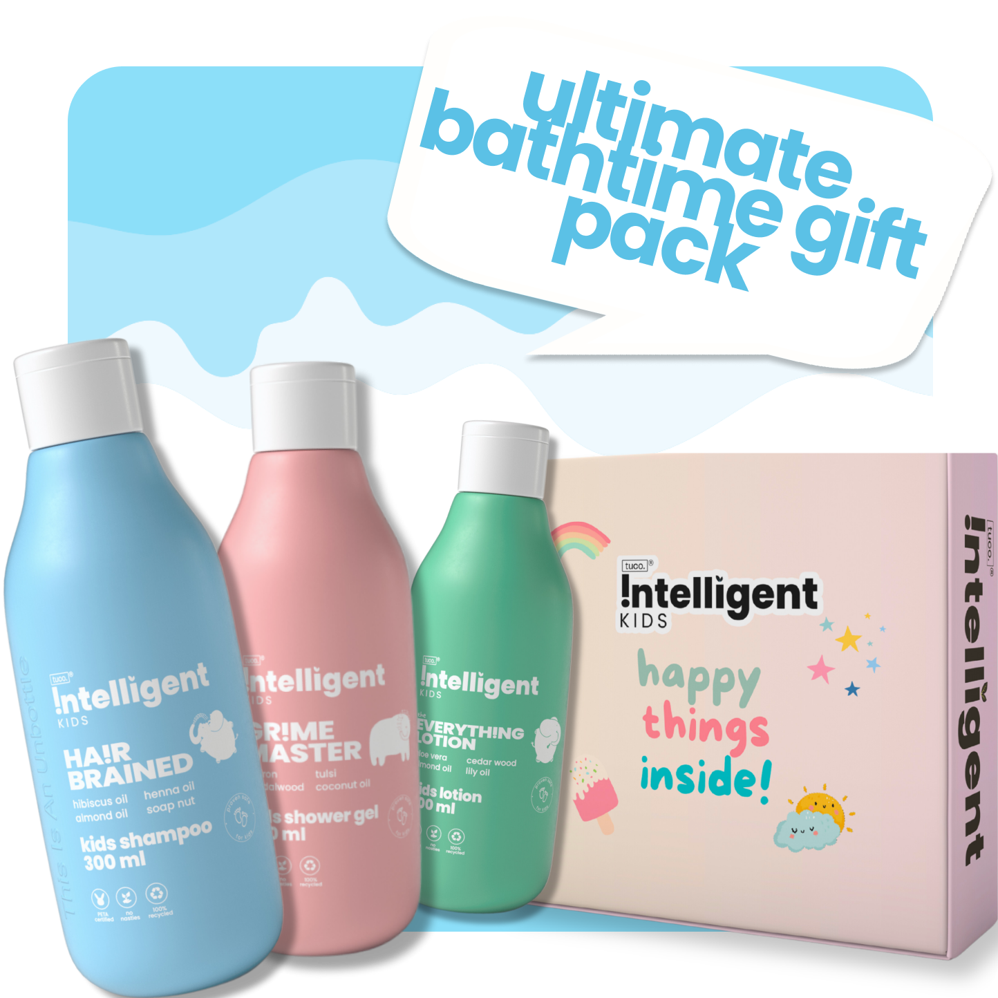 Ultimate Bathtime Gift Pack for Kids - All-in-One Natural Skincare Bundle Featuring Everything Lotion, Grime Master Kids Shower Gel, and Hair Brained Kids Shampoo - Perfect for Gentle Cleansing, Moisturizing, and Nourishing Children's Skin and Hair - Ideal Gift for a Complete Bath Routine