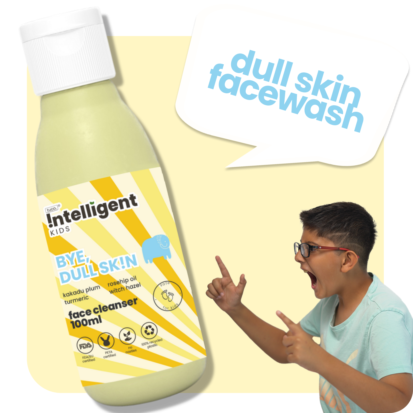 Energize your child's complexion with Tuco Intelligent's Brightening Facewash! Crafted with natural ingredients such as Kakadu Plum, Witch Hazel, and Rosehip Oil, our gentle formula invigorates dull skin, promoting a refreshed and vibrant look. Plus, it's SLS and paraben-free for a gentle and safe cleanse.