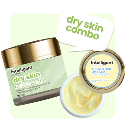 Tuco Intelligent Kids Benefits of Dry Skin Magic Souffle and The Nothing Lip Balm - Dry Skin Magic Souffle with Neem, Calendula, and Turmeric - Treats Dry Skin, Soothes Inflammation, Reduces Blemishes, and Provides Hydration - The Nothing Lip Balm with Jojoba Oil - 