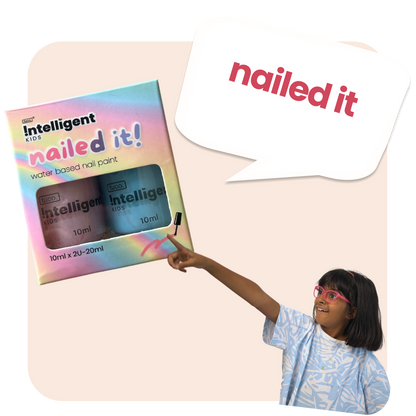 Tuco Intelligent Kids Nailed It! Natural Water-Based Nail Paint in Two Fun Shades - Saffron, Almond, and Calamine Ingredients - Safe and Non-Toxic Nail Polish for Kids - Perfect for Delicate Little Fingers - Promotes Creativity and Fun"
