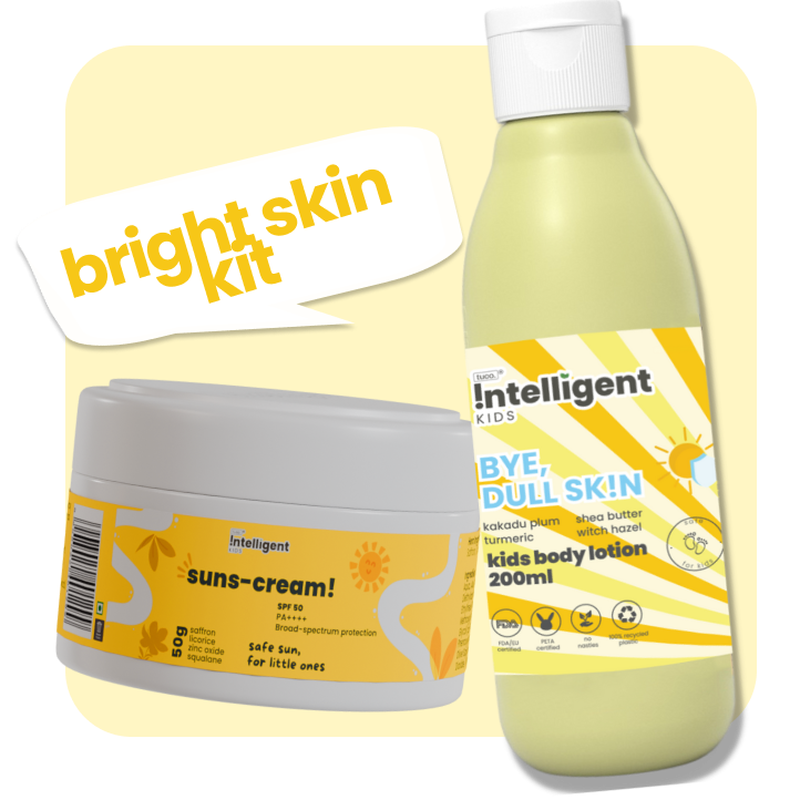 Does your child’s skin look dull and tanned from outdoor play? Discover the Tuco Kids Bright Skin Kit, crafted for kids aged 3-15. Includes Kakadu Plum Lotion to hydrate and smooth skin, and SPF 50 Saffron Face Cream to protect and brighten. Safe for sensitive skin, free from parabens, SLS, and harsh chemicals. Say hello to radiant, even-toned skin!


