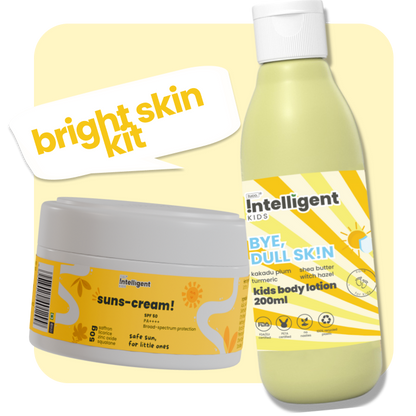 Does your child’s skin look dull and tanned from outdoor play? Discover the Tuco Kids Bright Skin Kit, crafted for kids aged 3-15. Includes Kakadu Plum Lotion to hydrate and smooth skin, and SPF 50 Saffron Face Cream to protect and brighten. Safe for sensitive skin, free from parabens, SLS, and harsh chemicals. Say hello to radiant, even-toned skin!


