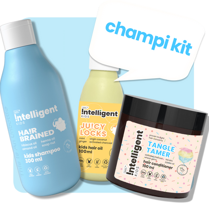 Tired of adult hair products leaving your child’s scalp itchy and hair tangled? Discover the Tuco Intelligent Champi Kit for kids aged 3-15! Includes Hair Brained Shampoo for gentle cleansing, Juicy Locks Hair Oil to nourish and strengthen, and Tangle Tamer Conditioner to smooth tangles and add volume. Free from SLS, Parabens, and Phthalates, it keeps hair soft, shiny, and manageable naturally!







