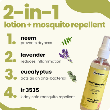 Protect your child from mosquitoes with Tuco Kids Don’t Bug Me Mosquito Repellent Spray! Made with natural essential oils like Citronella, Eucalyptus, Peppermint, and Lemongrass, it offers powerful, long-lasting protection. Safe, gentle, and free from SLS, Parabens, and Phthalates, this spray is perfect for active kids. Simply spray on clothes or skin and enjoy worry-free outdoor adventures!







