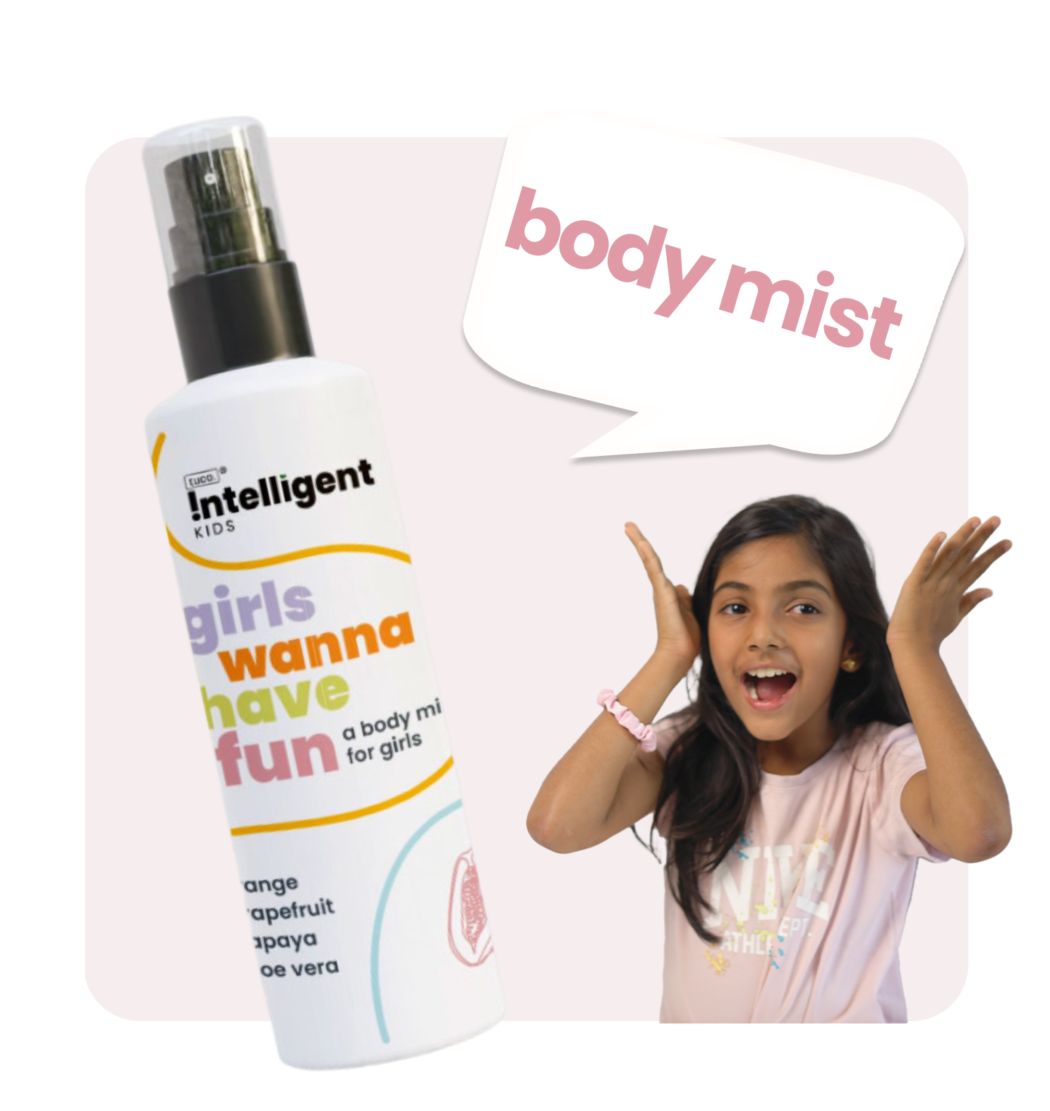 4-in-1 Body Mist for Kids -&nbsp;The Girls Wanna Have Fun is specially designed to help with tween body odour and provide hydration&nbsp;with no hormone disruptors. Lasting up to 8 hours, it’s infused with natural papaya extract, grape extract, and vetiver. With all the properties of an adult deodorant but none of the harmful effects, it’s the perfect choice for your daughter to stay fresh, confident, and carefree!