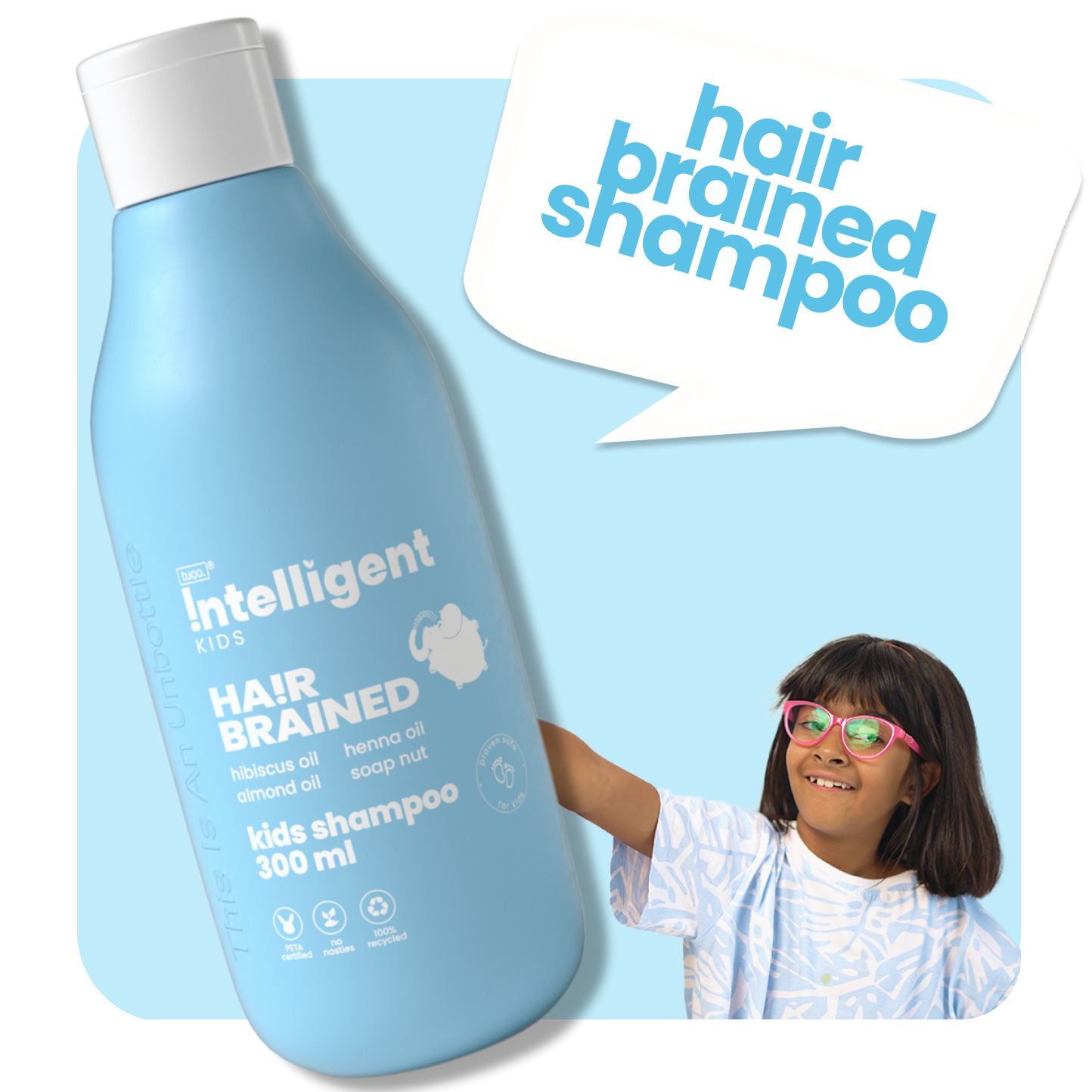 TuCo Intelligent Kids Shampoo is the perfect solution for kids aged 3-15, designed to gently cleanse and nourish their hair with natural ingredients like Hibiscus, Henna, Reetha, and Amla. This sulfate-free, paraben-free formula soothes itchy scalps, detangles knots, and leaves hair soft, shiny, and strong. Ideal for sensitive skin, this eco-friendly shampoo is cruelty-free and made with plant-based extracts to promote healthy hair growth. Whether you're looking for a chemical-free, safe shampoo for kids or