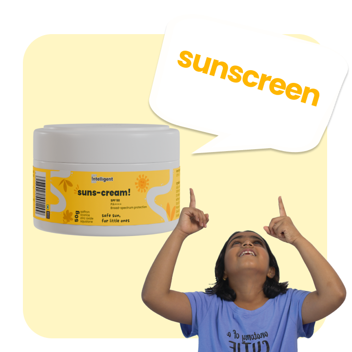 TuCo Intelligent Suns-Cream SPF 50 is a 2-in-1 face cream and sunscreen designed for kids aged 3 and up. Formulated with natural ingredients like Saffron to brighten and even skin tone, and Squalane to deeply hydrate, this lightweight, non-greasy sunscreen protects delicate skin from harmful UV rays. Free from SLS, Parabens, and Phthalates, it’s PETA Certified cruelty-free and packaged in eco-friendly, 100% recycled plastic, making it a safe, effective, and sustainable choice for kids' skincare.