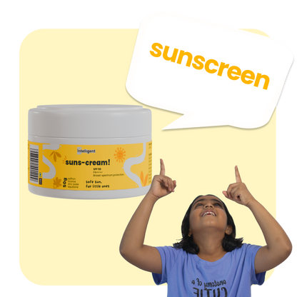 TuCo Intelligent Suns-Cream SPF 50 is a 2-in-1 face cream and sunscreen designed for kids aged 3 and up. Formulated with natural ingredients like Saffron to brighten and even skin tone, and Squalane to deeply hydrate, this lightweight, non-greasy sunscreen protects delicate skin from harmful UV rays. Free from SLS, Parabens, and Phthalates, it’s PETA Certified cruelty-free and packaged in eco-friendly, 100% recycled plastic, making it a safe, effective, and sustainable choice for kids' skincare.