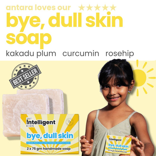 Tuco Intelligent Bye, Dull Kin Soap : An enriching soap for kids with dull skin, infused with the goodness of Kakadu plum, olive oil, coconut oil, and turmeric. Kakadu plum provides potent antioxidants to rejuvenate skin, olive oil deeply moisturizes, coconut oil soothes and protects, while turmeric helps brighten and even out skin tone. Nourish and revitalize their skin naturally!