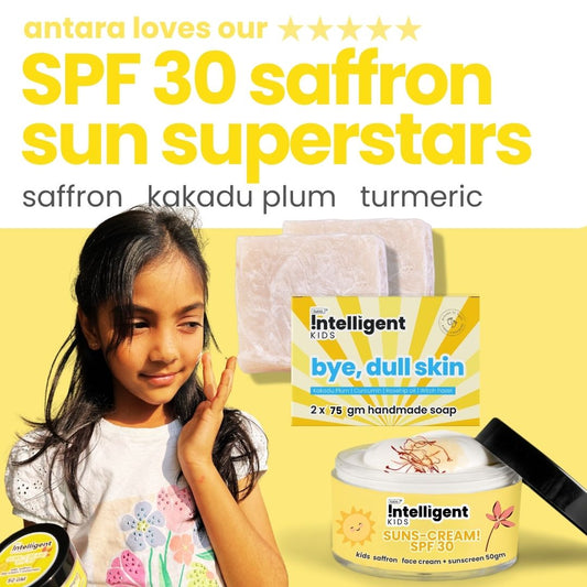 Saffron Sun Superstars : Bye Dull Skin Soap 150g + Saffron Sunscreen 50g