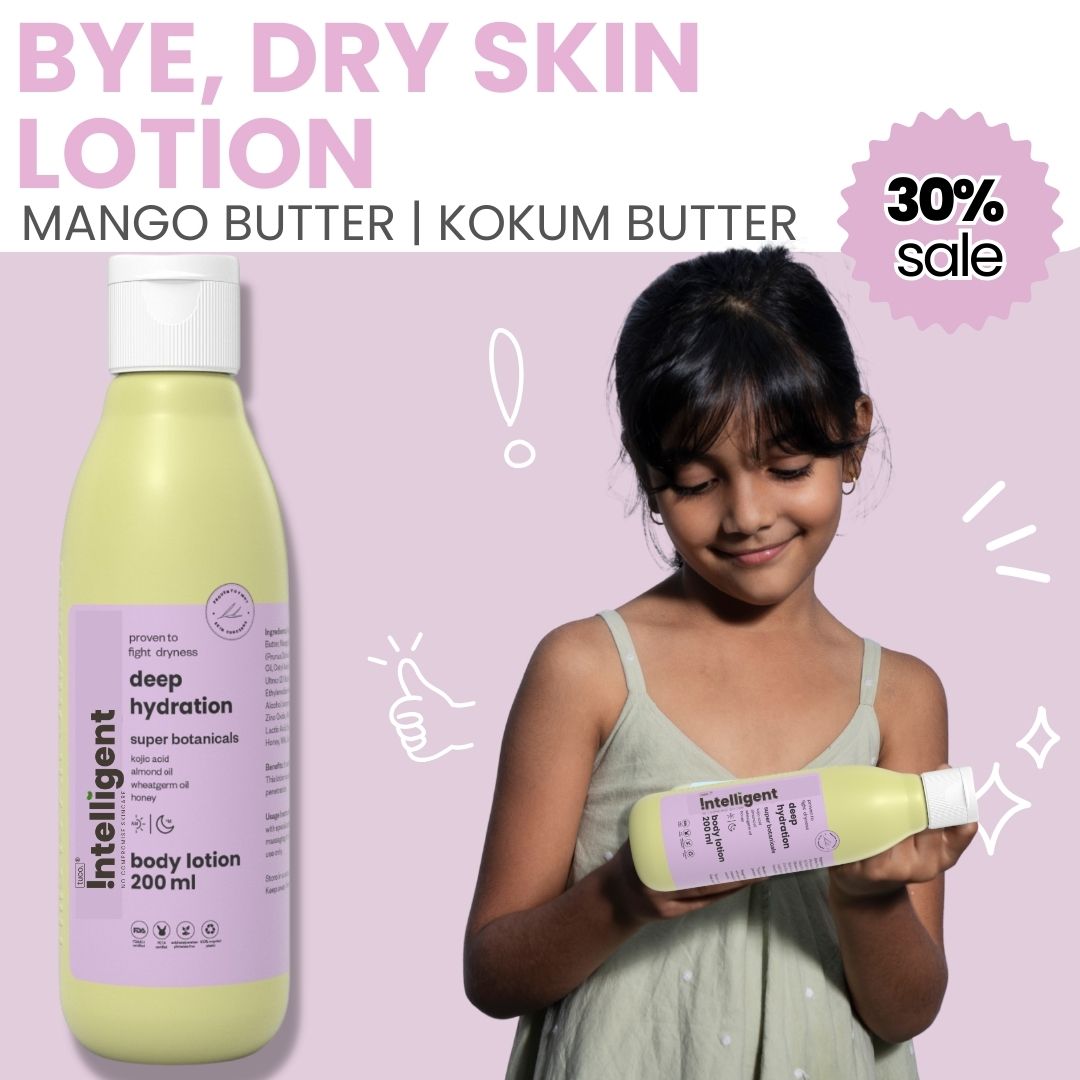 Mild Kids Lotion: More than just mild! Moisturizes and helps treat dry spots & eczema. For boys and girls aged 3-15. Recognizable ingredients: Mango Butter, Shea Butter, Kojic Acid, Wheatgerm, Almond Oil, Kokum Butter.
