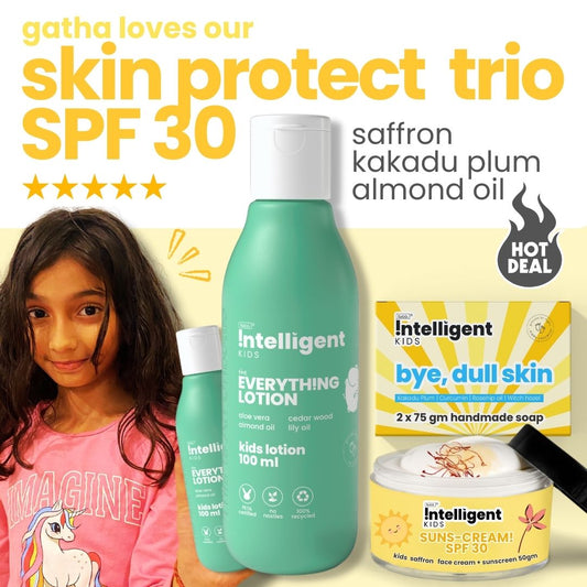 Skin Protect Trio SPF30 | Bye Dull Skin Soap 150g, Summer Lotion 100ml, Sunscreen 50g - Rs. 499 just for today !
