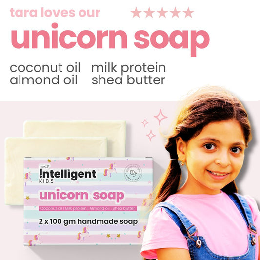 A whimsical and nourishing soap designed for children. This soap combines natural ingredients to provide gentle cleansing and care for young skin. Almond and coconut oils offer hydration, shea butter provides moisturization, and milk protein contributes to softness.