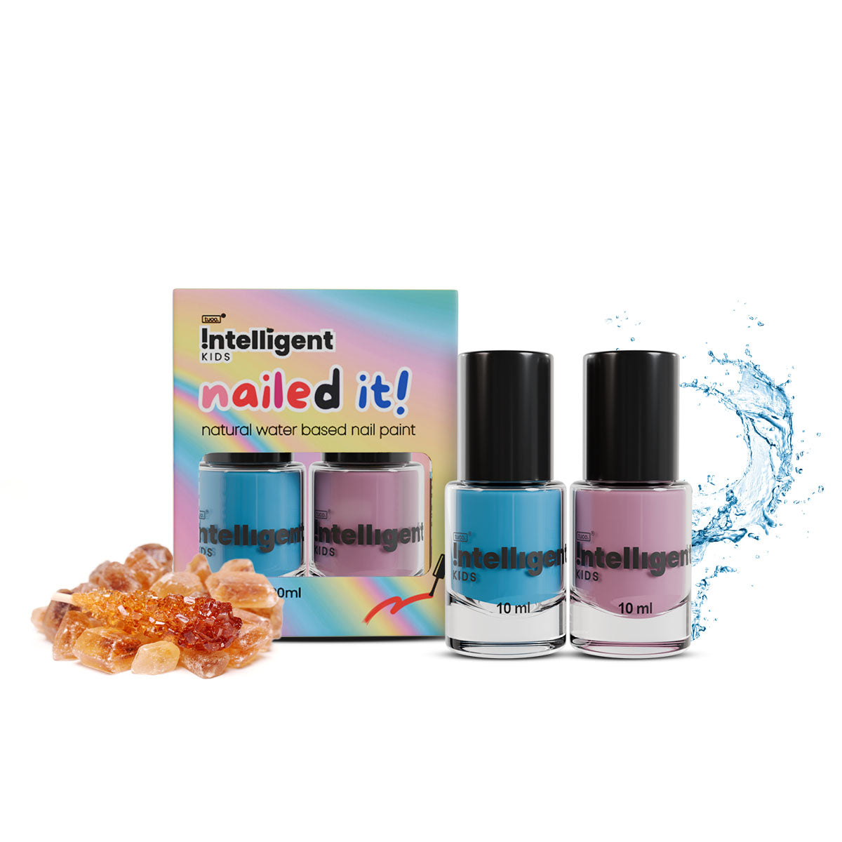 Tuco Intelligent Kids Nailed It! Natural Water-Based Nail Paint in Two Fun Shades - Saffron, Almond, and Calamine Ingredients - Safe and Non-Toxic Nail Polish for Kids - Perfect for Delicate Little Fingers - Promotes Creativity and Fun.