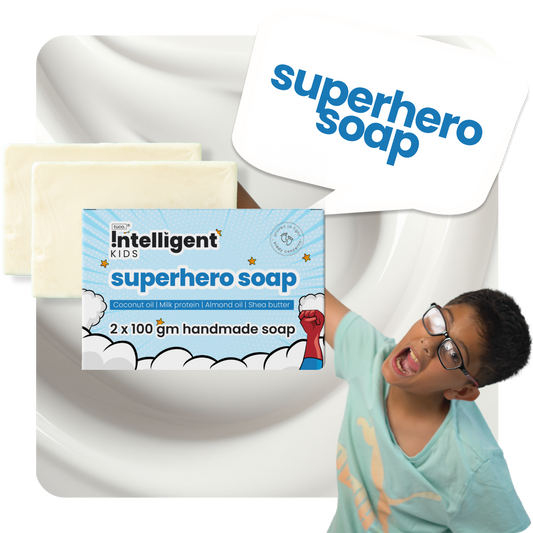 Intelligent Kids | Shop proven and effective Tuco Intelligent Baby Superhero Mild Soap for deep cleaning 200g. Nourishes skin and contains Coconut Oil, Milk Protein, and Almond